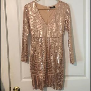 Rose gold sequin party dress